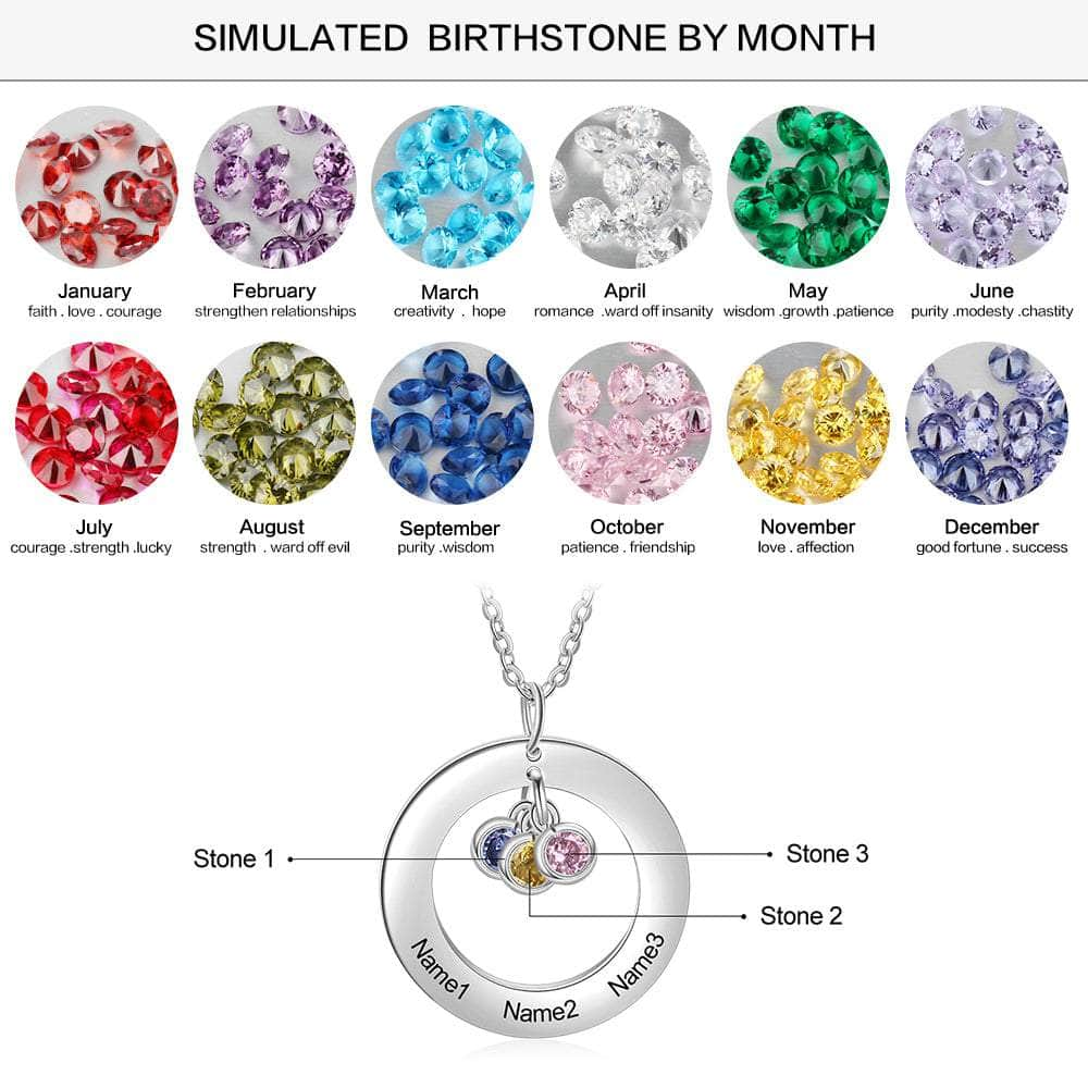 cmoffer Under 4 Dollars,CM Chosen,Birthstone Necklaces 3 Birthstone Circle Necklace