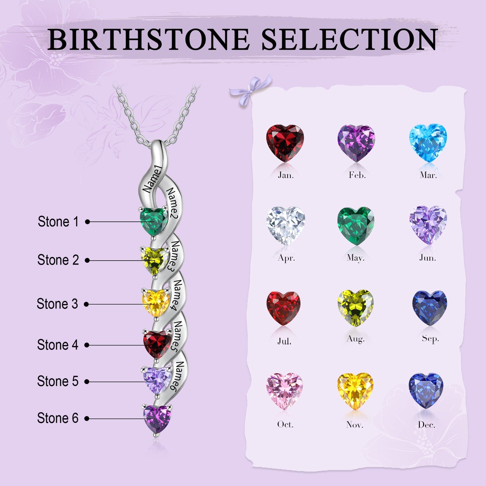 Custom-Aus custom Custom Name Birthstone Necklace