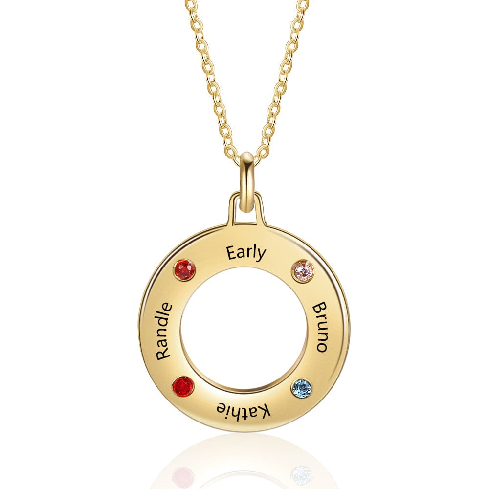 Custom-Aus Necklace Engraved & BirthStone Personalized Necklace