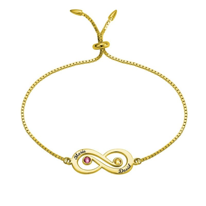 custom Bracelet Gold Infinity 2 Name Bracelet