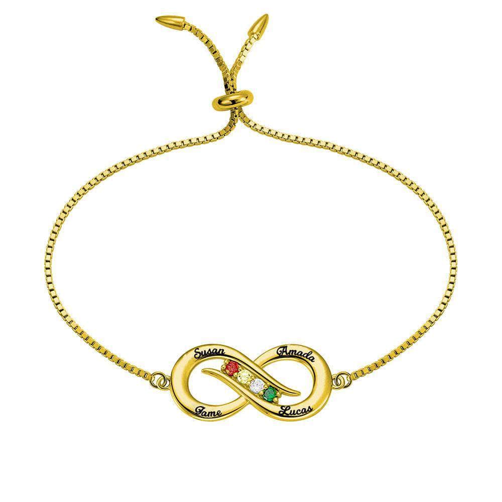 custom Bracelet Gold Infinity 4 names Silver Bracelet x