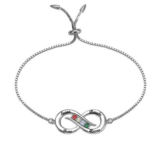 custom Bracelet Infinity 4 names Silver Bracelet x