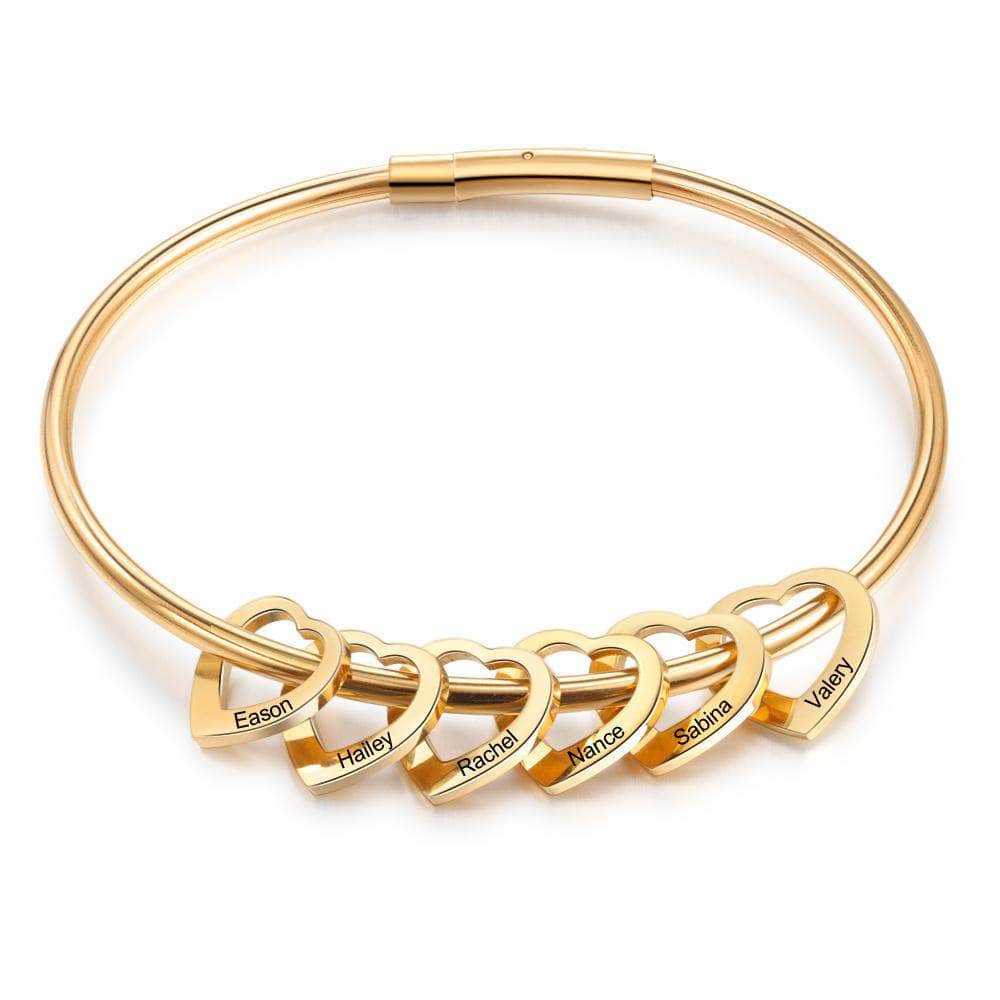 custom CHARMS Gold Heart Name Bracelet