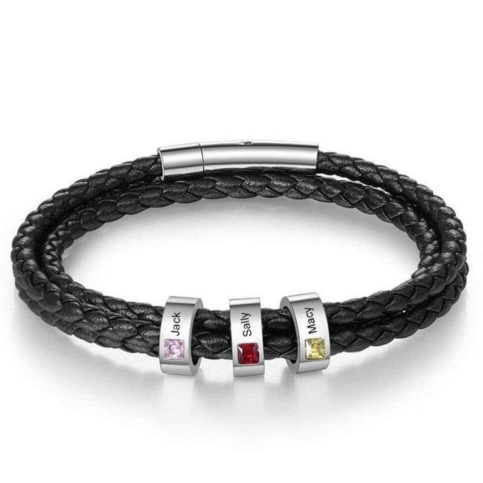 custom charms Leather Personalized Birthstone Bracelet