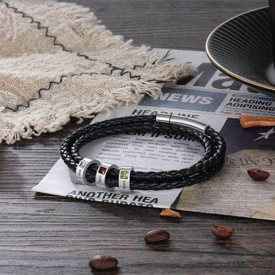 custom charms Leather Personalized Birthstone Bracelet