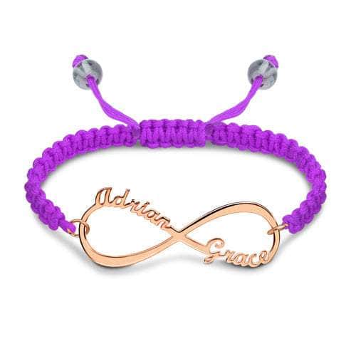custom custom brace Purple Infinity 2 Names Cord Bracelet
