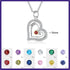 custom Necklace 1 Stone Name Silver Birthstone Heart Shape Necklace NE109341