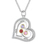 custom Necklace 3 Stone 3 Name Silver Birthstone Heart Shape Necklace NE109343