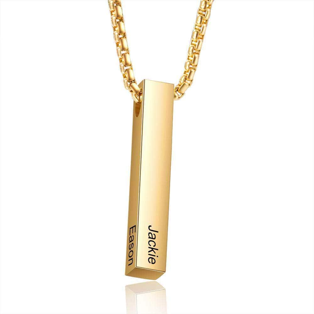 custom Necklace 4 Side Gold Bar Necklace