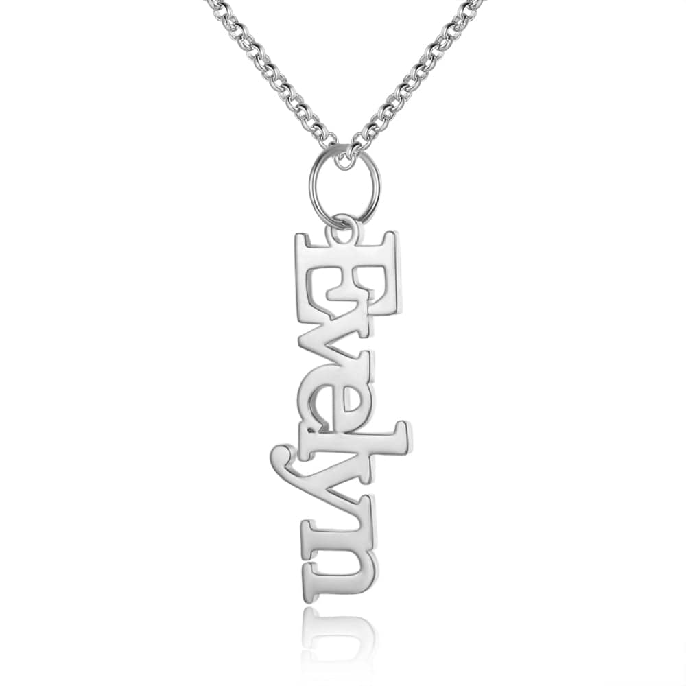 custom Necklace 925 Sterling Silver / White Gold Plated Drop Custom Name Necklace