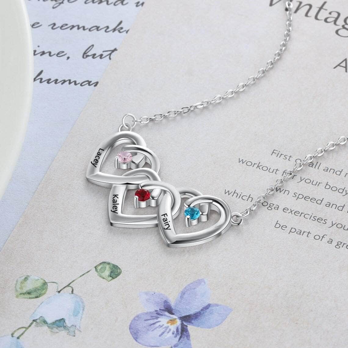 custom Necklace Birthstone & Engraved Necklace