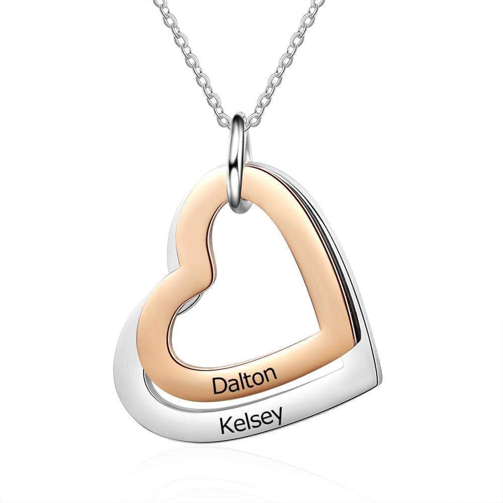 custom Necklace Double Heart Name Necklace