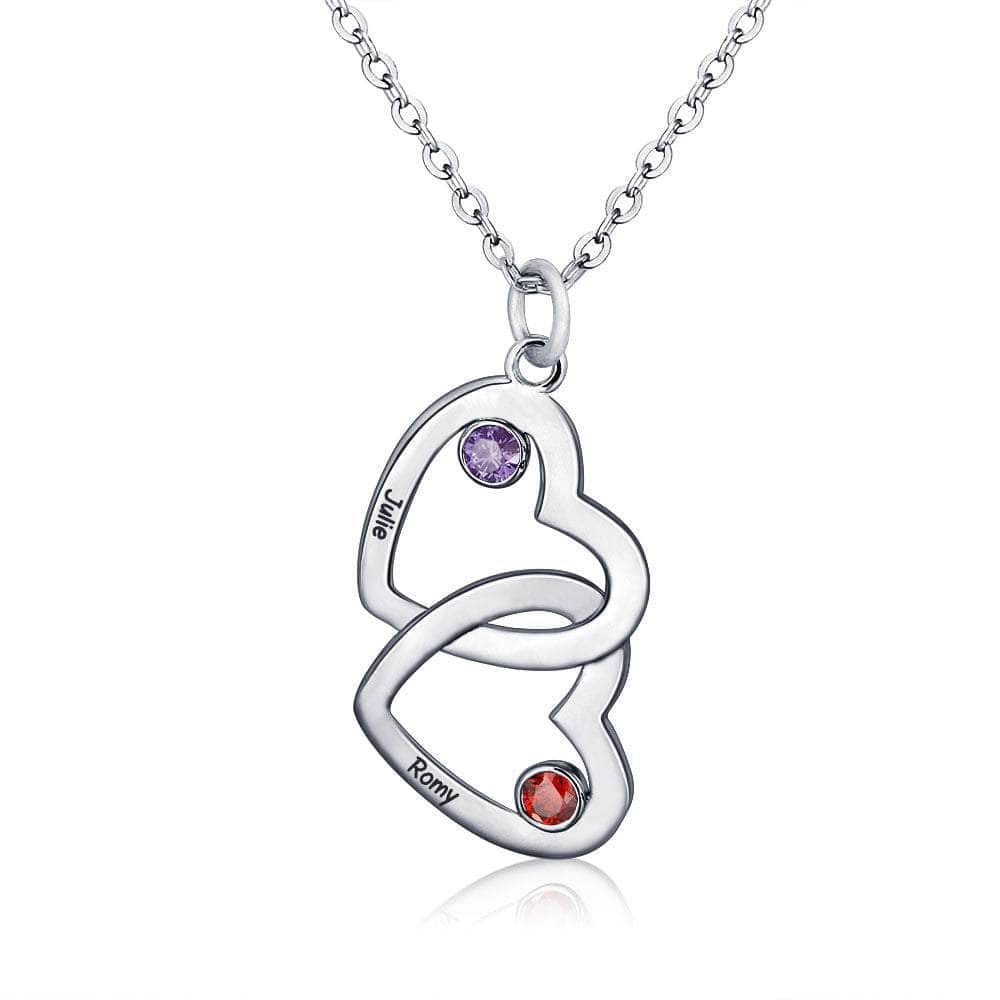 custom Necklace Double Heart Shape Pendant Necklace