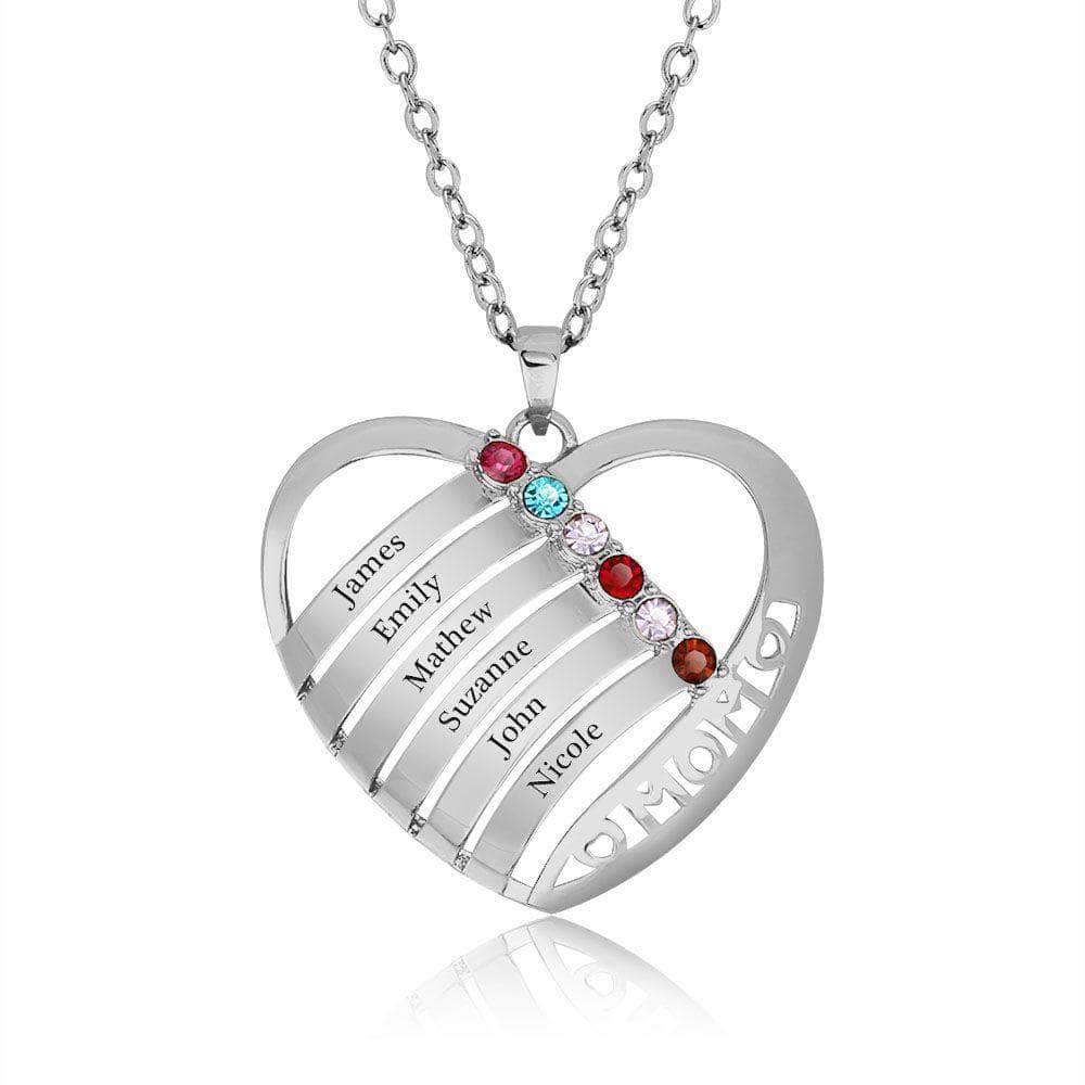 custom Necklace Heart Birthstone & Engraved Necklaces