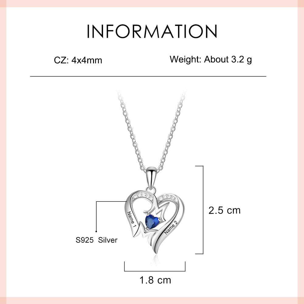 custom Necklace Heart Mum Birthstone & Engraved Necklaces