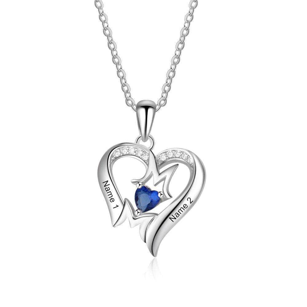 custom Necklace Heart Mum Birthstone & Engraved Necklaces