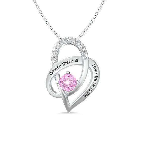custom Necklace Heart Necklace with Birthstone CG327