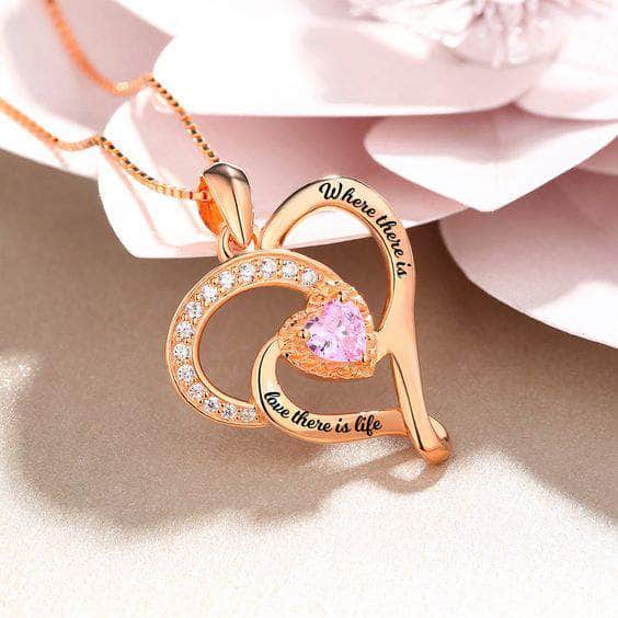 custom Necklace Heart Necklace with Birthstone CG328