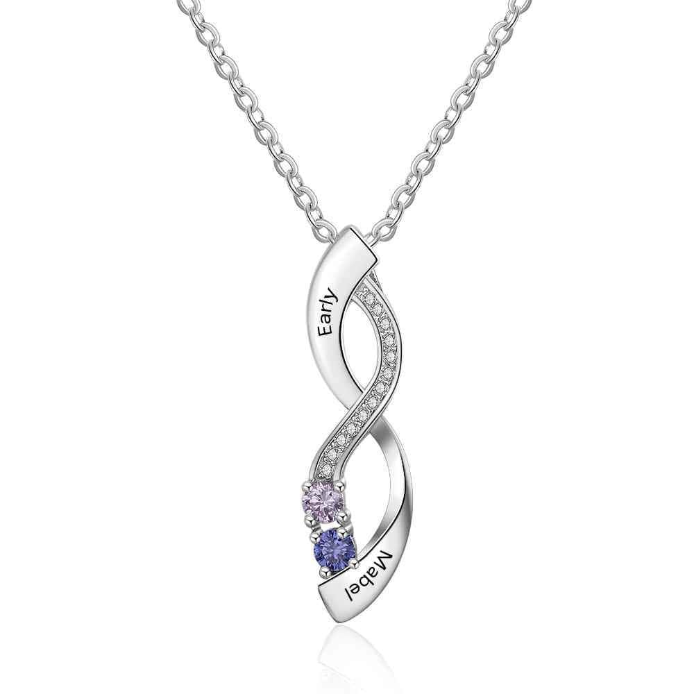 custom Necklace Infinity Birthstone & Engraved Necklace