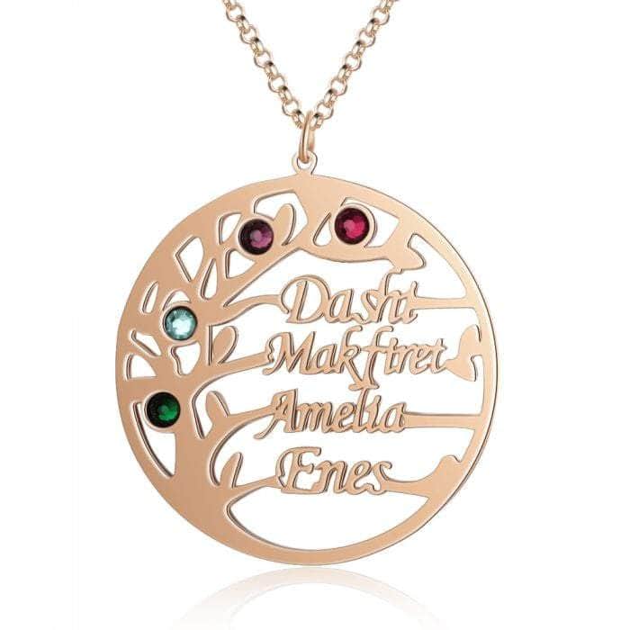 custom Necklace Rose Gold Personalized Tree of Life Name Necklace