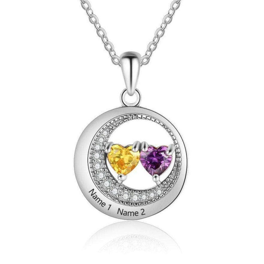 custom Necklace Round Birthstone & Engraved Necklaces
