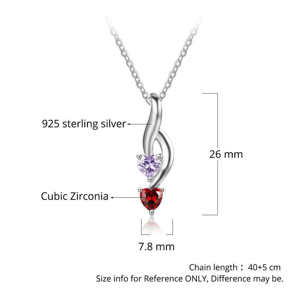 custom Necklace Silver Drop Birthstone & Engraved Necklace