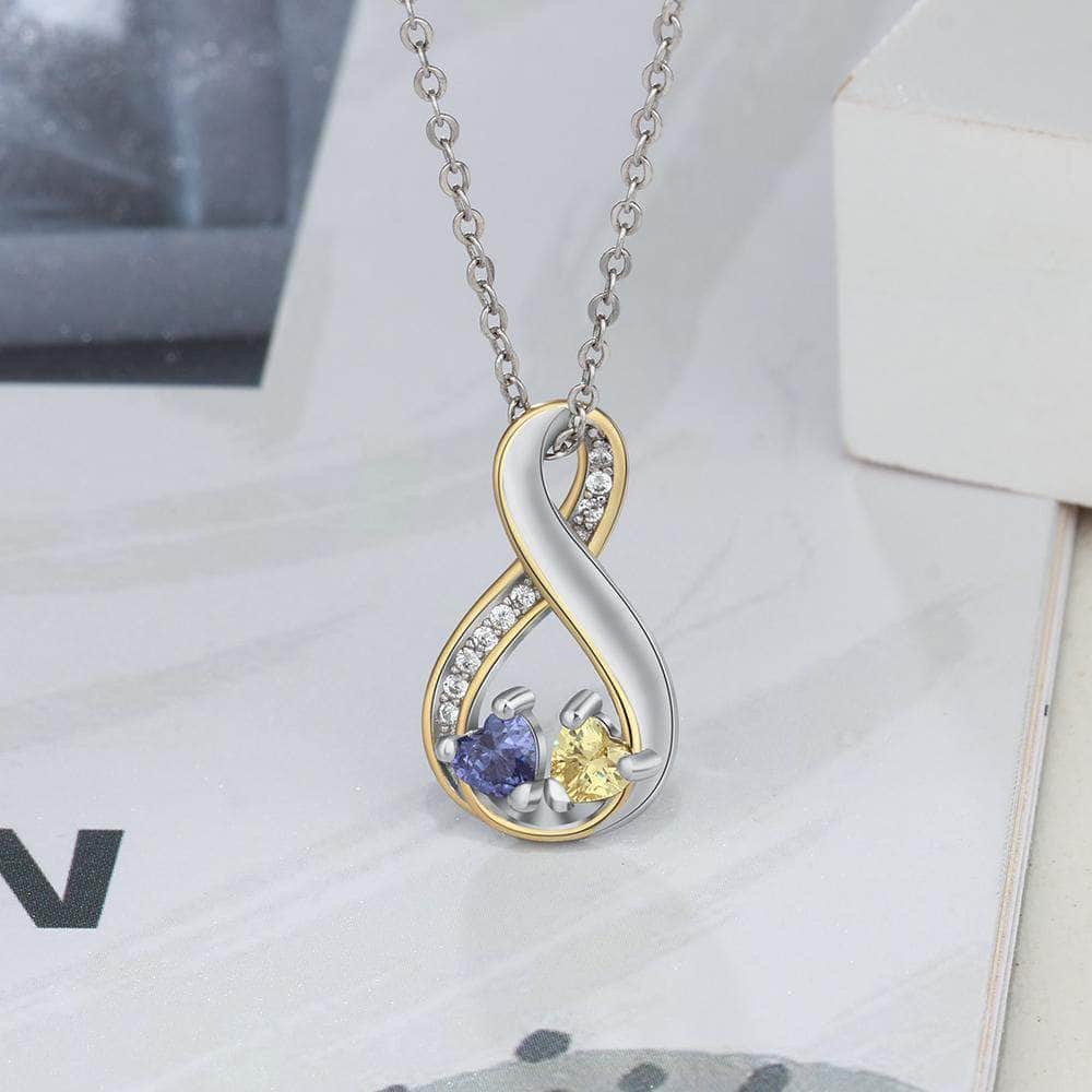 custom Necklace Silver & Gold Birthstone & Engraved Necklace