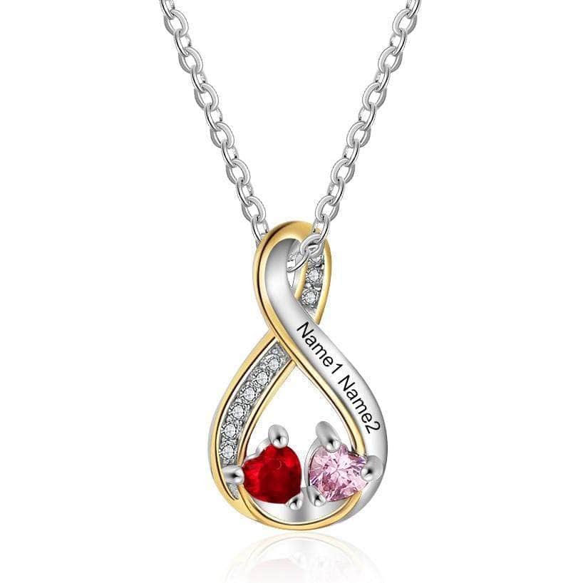 custom Necklace Silver & Gold Birthstone & Engraved Necklace