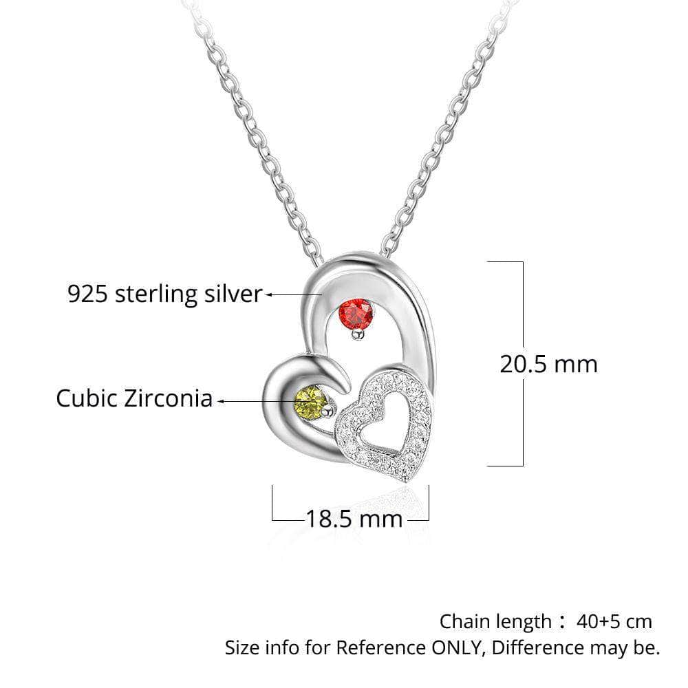 custom Necklace Silver Heart Birthstone & Engraved Necklace