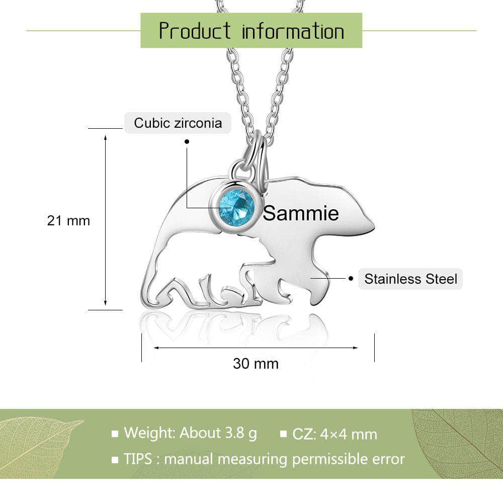 custom Necklace Stainless Steel Animal Bear Necklace