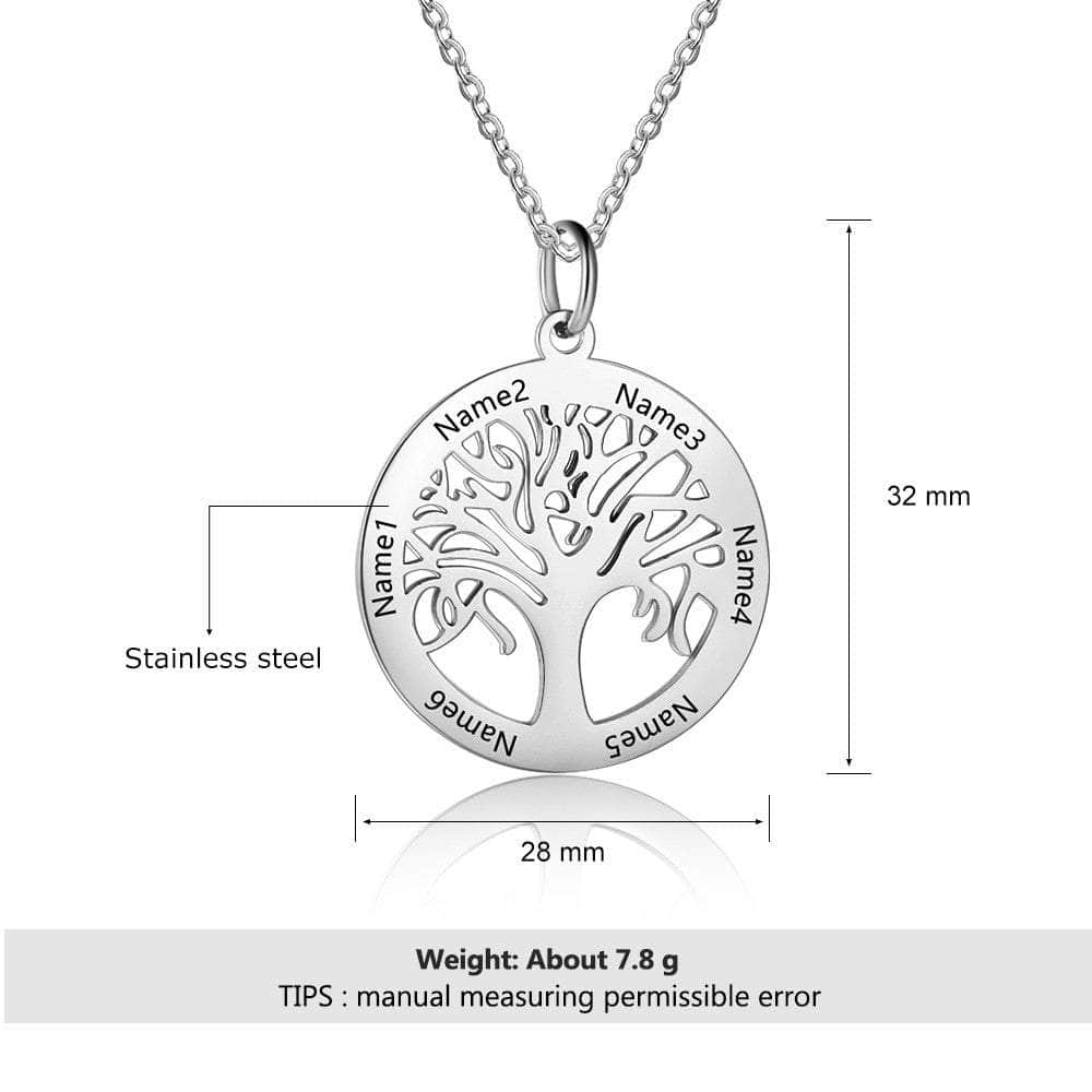 custom Necklace Stainless Steel Tree of Life Name Necklace