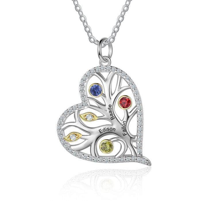 custom Necklace Sterling Silver Heart Necklace with Birthstone
