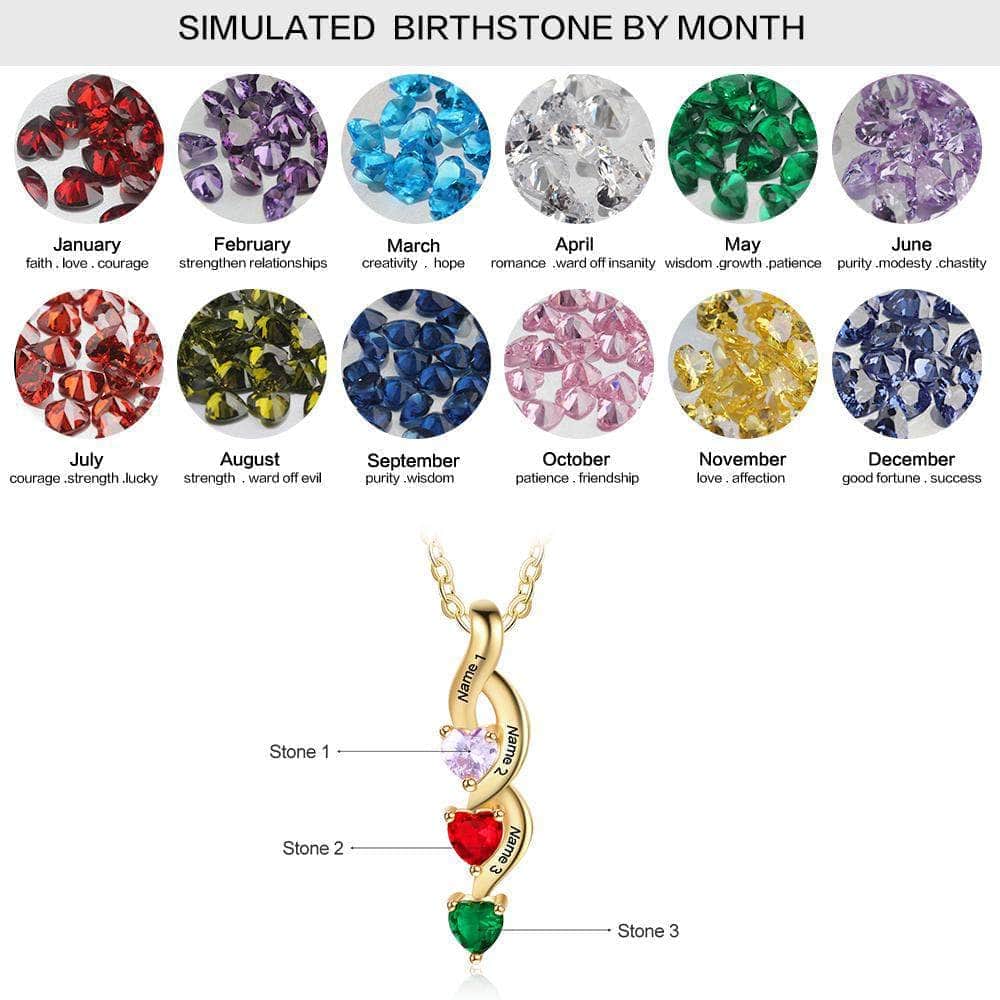 custom Necklace Twist Drop Birthstone & Engraved Necklace