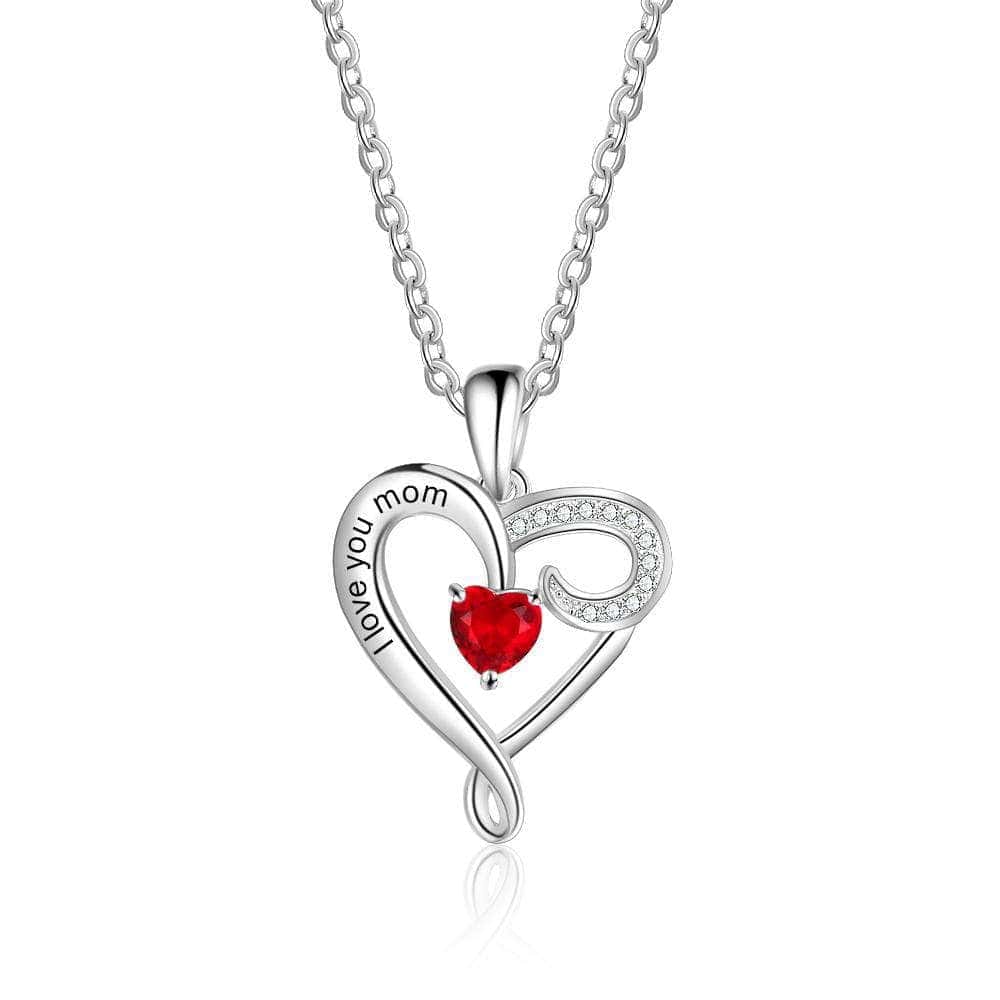 custom Necklace Twist Heart Birthstone & Engraved Necklaces