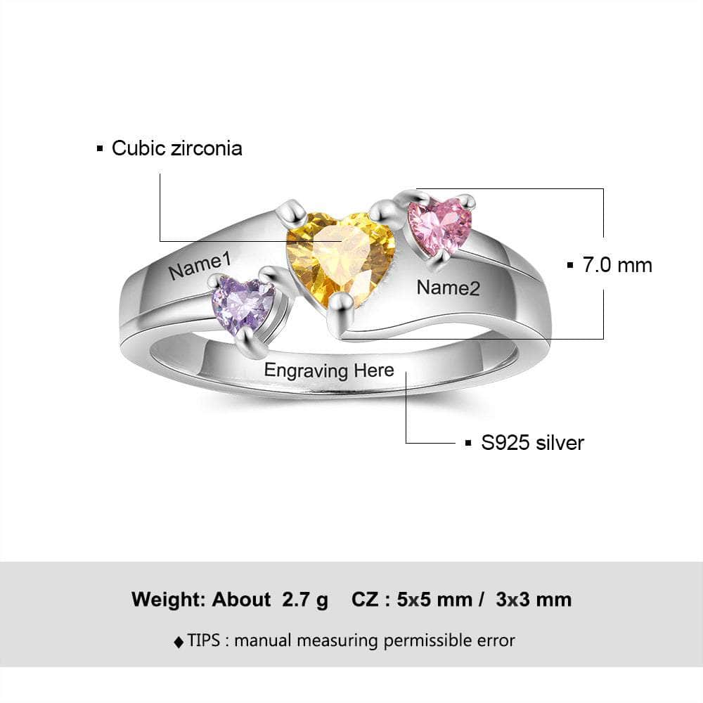 custom Rings 925 Sterling Silver Heart Birthstone Ring