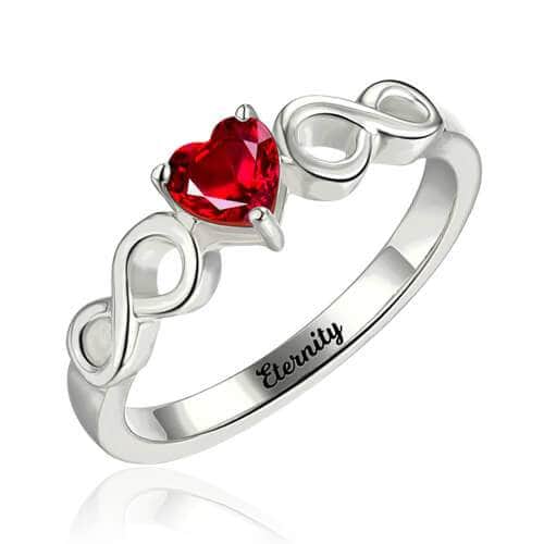 custom Rings Double Infinity Ring With Heart Birthstone