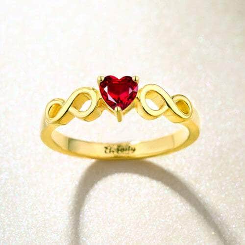 custom Rings Double Infinity Ring With Heart Birthstone