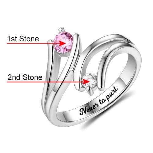 custom Rings Engraved Double Birthstones Ring