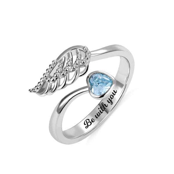 custom Rings Forever by My Side" Angel Wing Ring