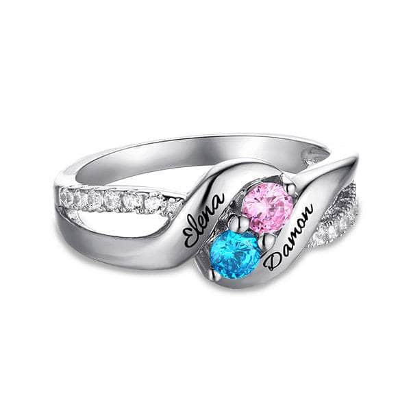 custom Rings Love Double Birthstones Promise Ring