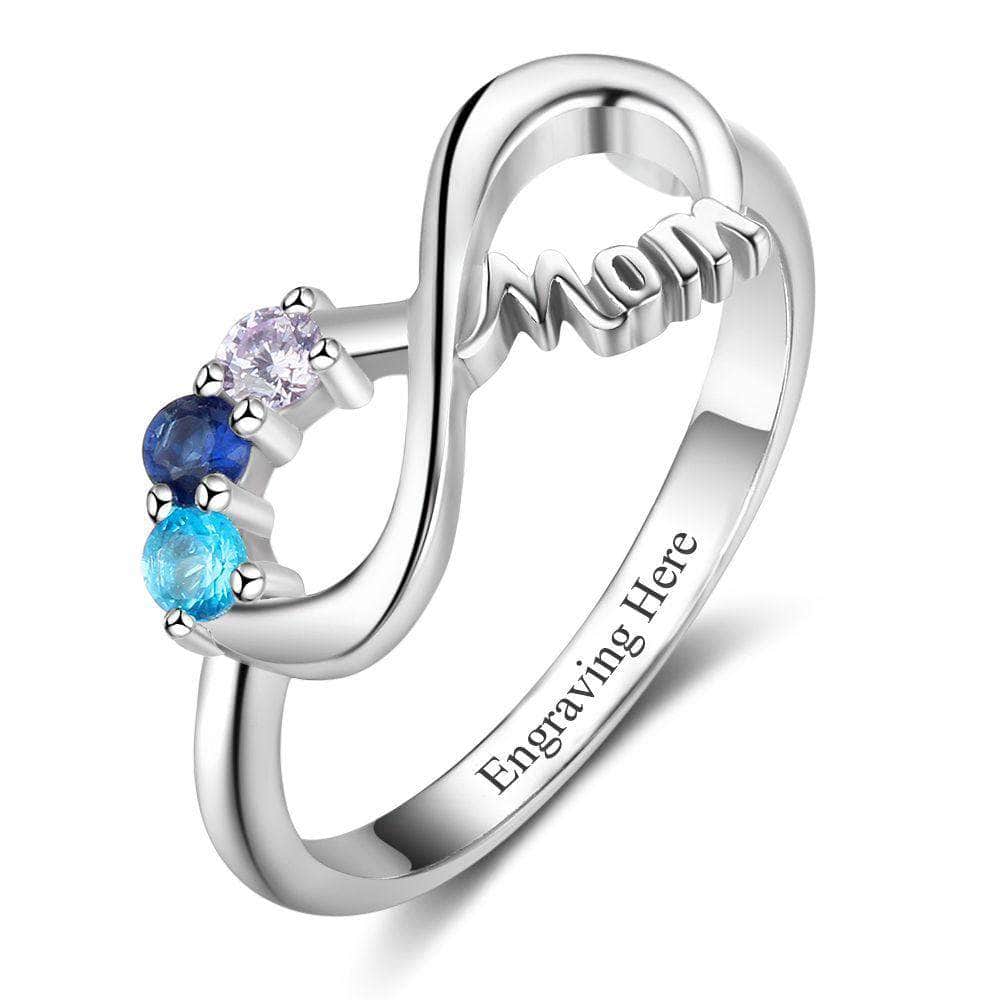 custom Rings MOM Birthstone & Engraved Ring