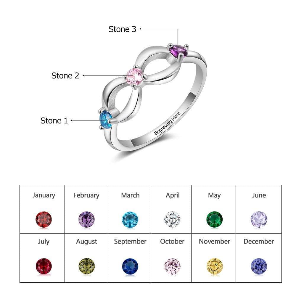 custom Rings Silver Infinity Birthstones Ring