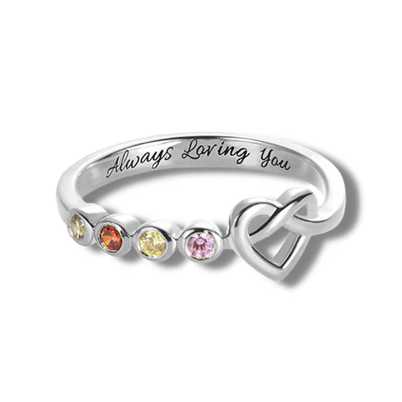 custom Rings Silver Personalized Birthstone Heart Ring