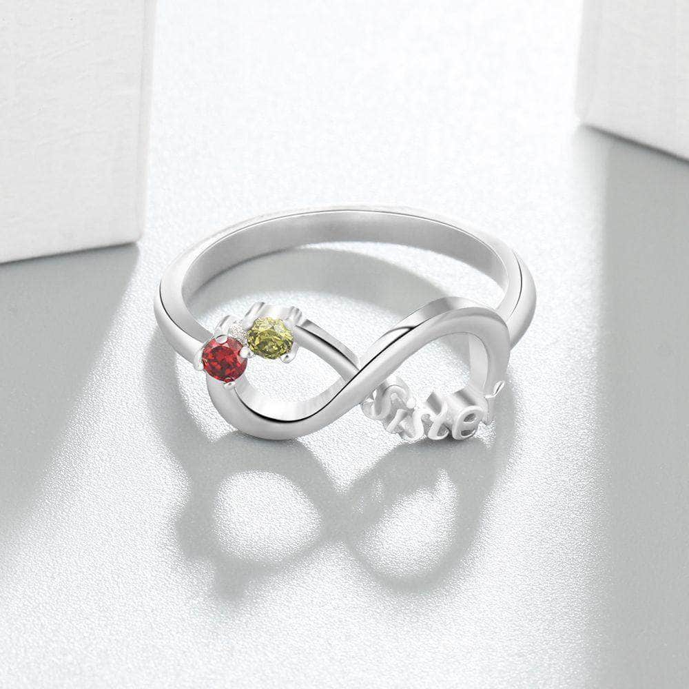 custom Rings Sister Birthstone & Engraved Ring