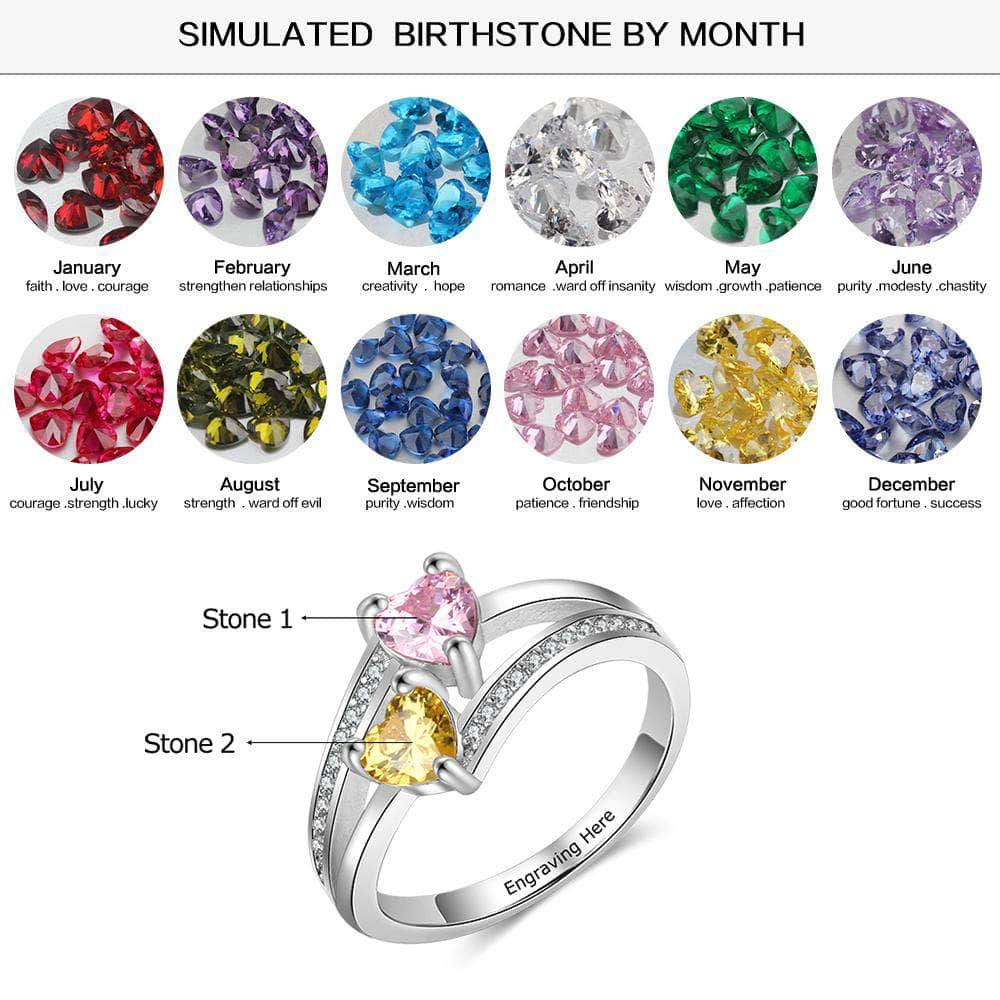 custom Rings Sterling Silver Birthstone & Engraved Ring 103994