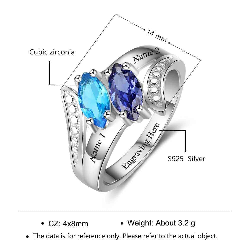 custom Rings Sterling Silver Birthstone Ring 000127