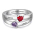 custom Rings Sterling Silver Double Heart Birthstone Ring