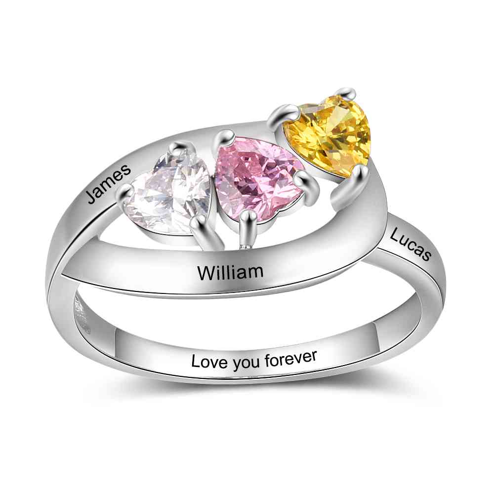 custom Rings Twist Name Birthstone & Engraved Ring