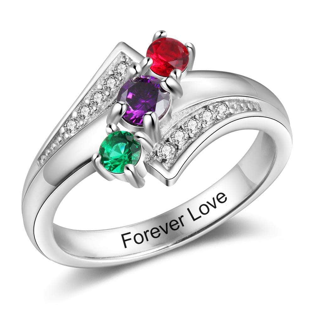 custom Rings Twists Name Birthstone & Engraved Ring