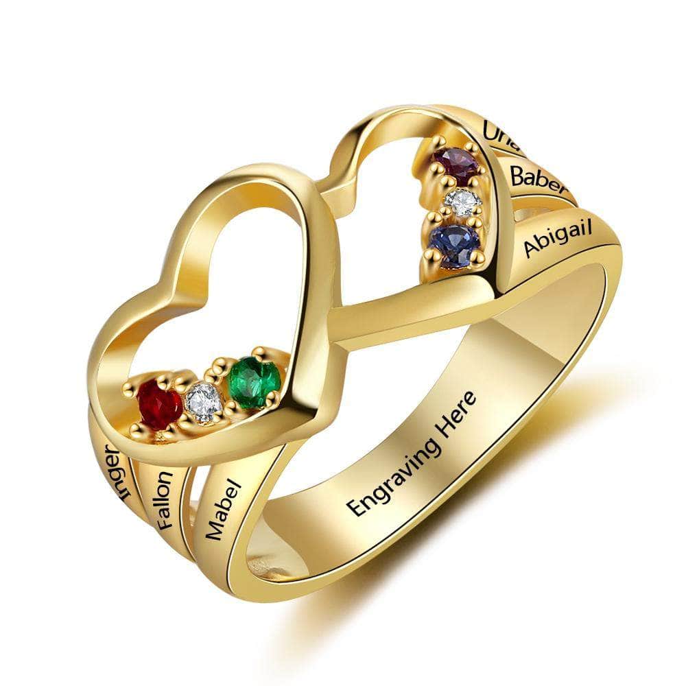 custom Rings Yellow Gold Birthstone & Engraved Ring 103572